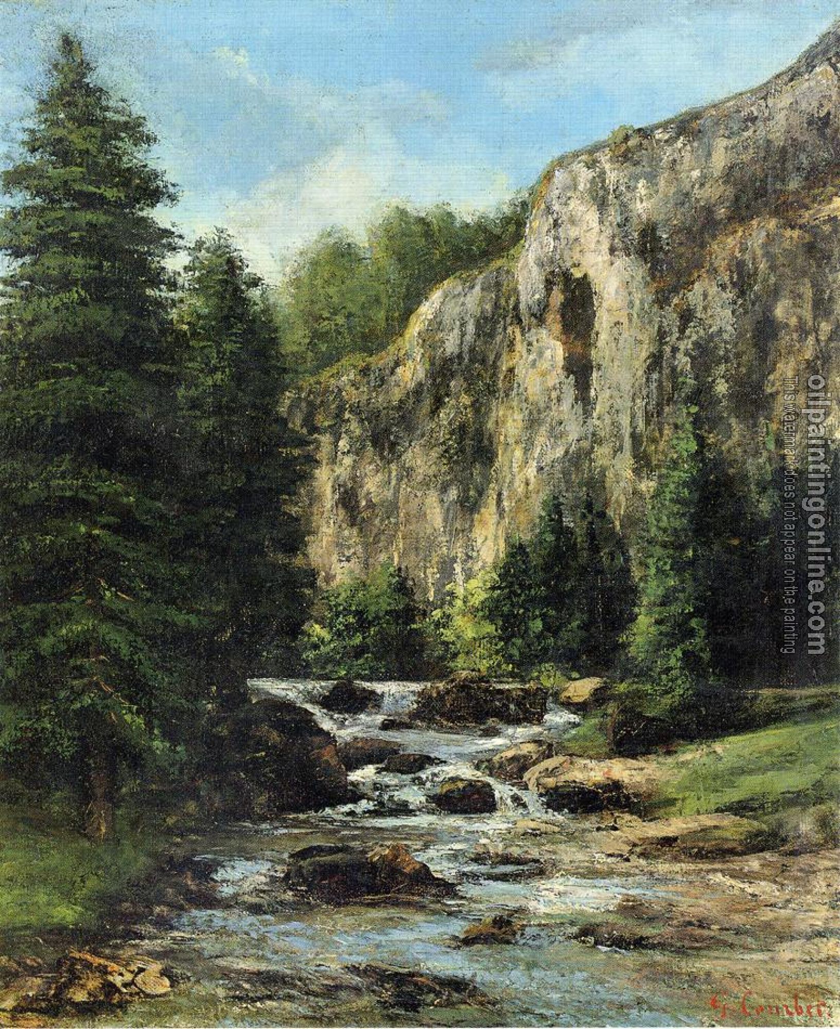Courbet, Gustave - Study for 'Landscape with Waterfall'